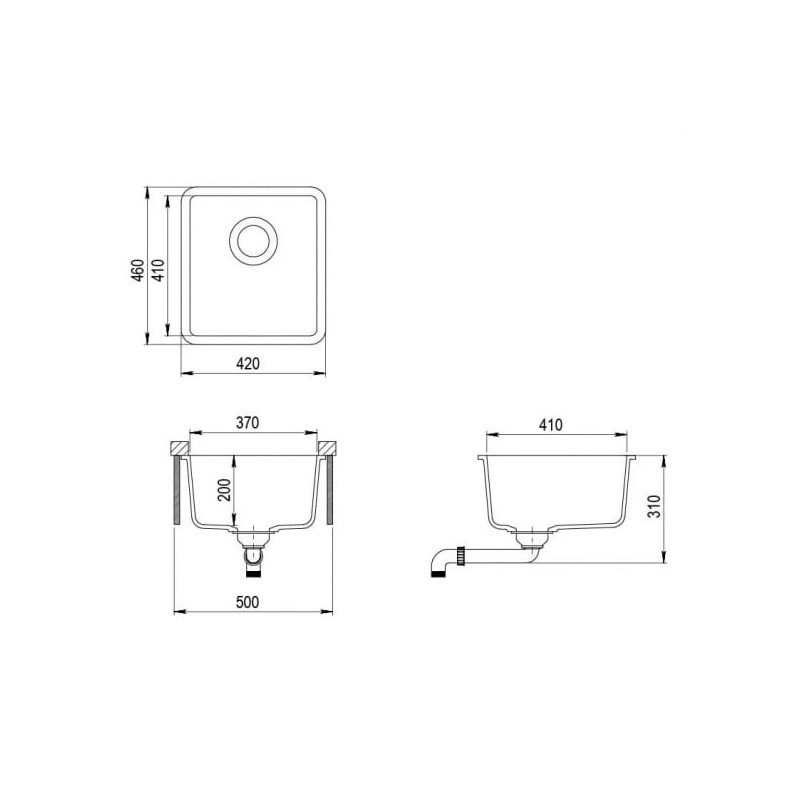 Габаритные размеры мойки Aquasanita Arca SQA 101 111 W Silica