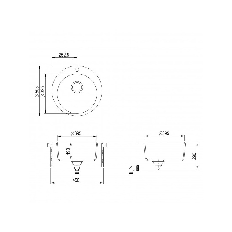 Габаритные размеры мойки Aquasanita Clarus SR100 202 W Alumetallic