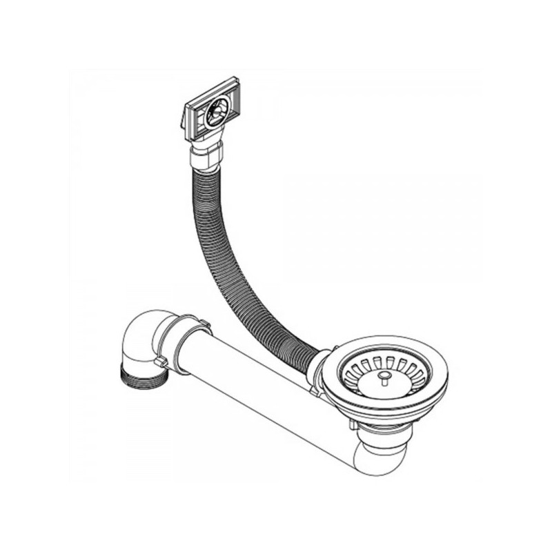 Кухонная мойка Aquasanita Simplex SQS 100 110 W Beige - вид сливной арматуры с автоматическим клапаном, в комплекте