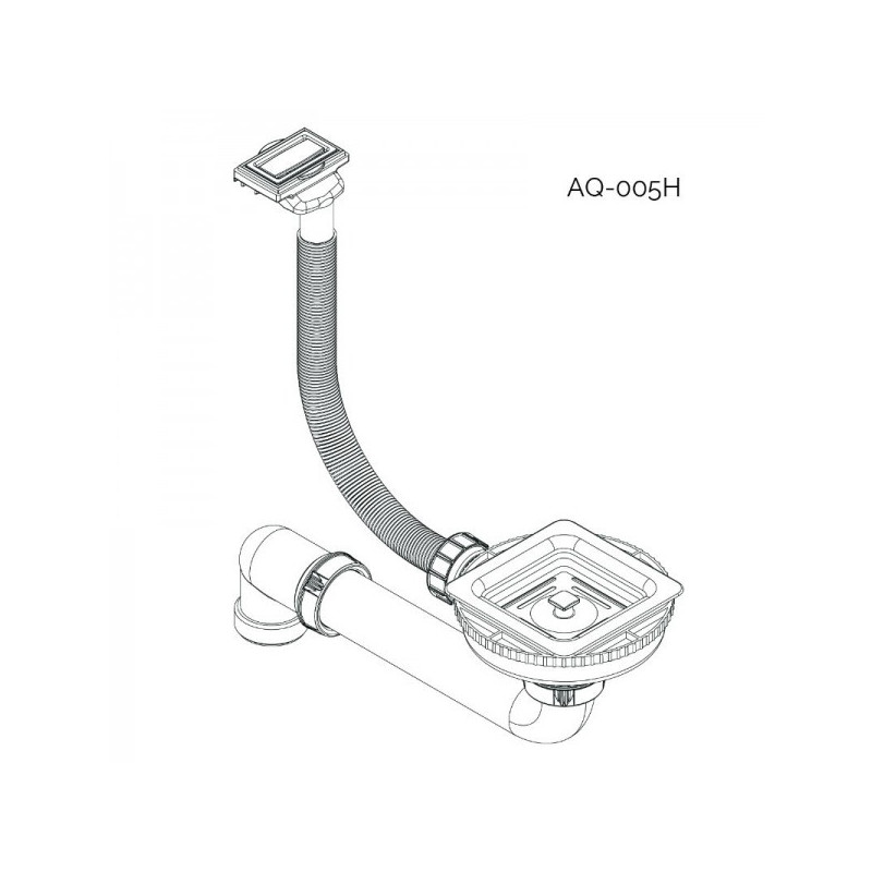 Кухонная мойка Aquasanita Delicia SQD 101 202 AW Alumetallic - вид сливной арматуры с автоматическим клапаном, в комплекте