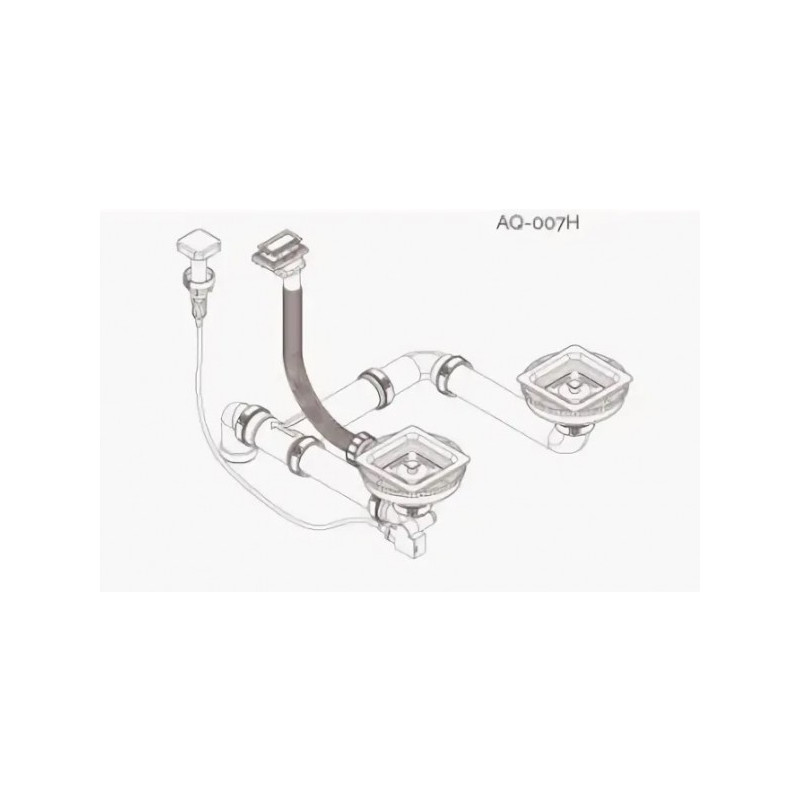 Кухонная мойка Aquasanita Delicia SQD 150 202 AW Alumetallic - вид сливной арматуры с автоматическим клапаном, в комплекте