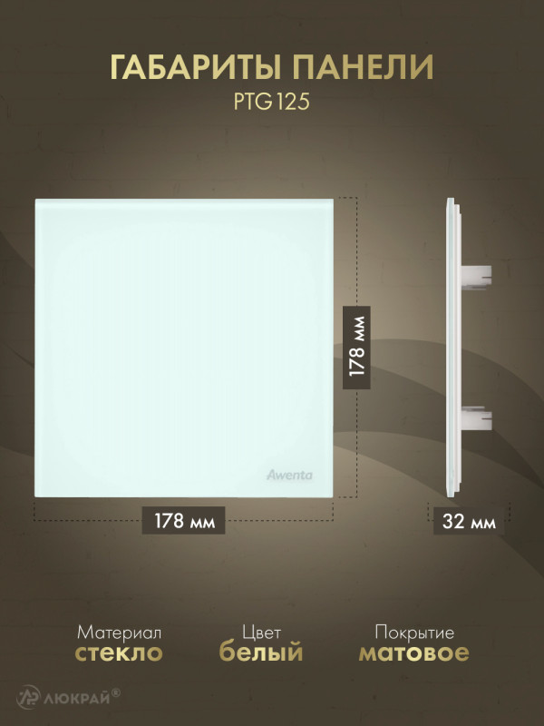 Вытяжной вентилятор Awenta System+ Silent 125W / KWS125W-PTG125 размер панели