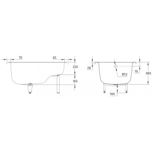 Ванна стальная BLB Europa Mini 105x70 (c сиденьем) схема