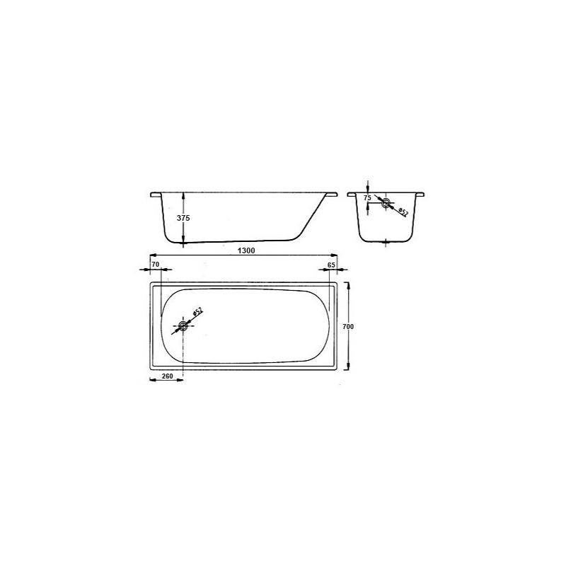 Ванна стальная BLB Europa 130x70 схема