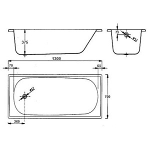 Ванна стальная BLB Europa 130x70 схема