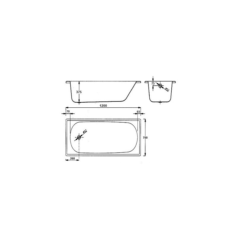 Ванна стальная BLB Europa 120x70 схема