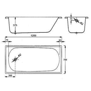 Ванна стальная BLB Europa 120x70 схема