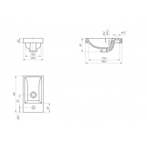 Чертёж умывальника Cersanit Como 40