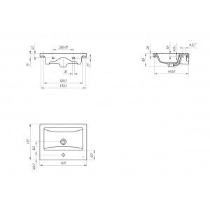Чертёж умывальника Cersanit Como 60