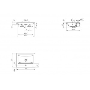 Чертёж умывальника Cersanit Como 50