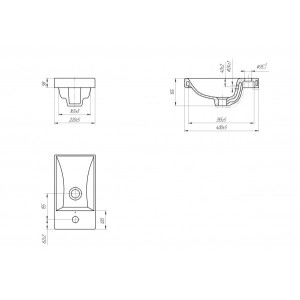 Чертёж умывальника Cersanit Moduo 40