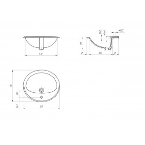 Чертёж умывальника Cersanit Calla 54