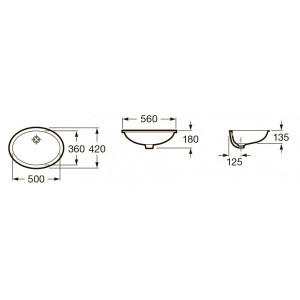 Чертёж умывальника Roca Berna 56х42