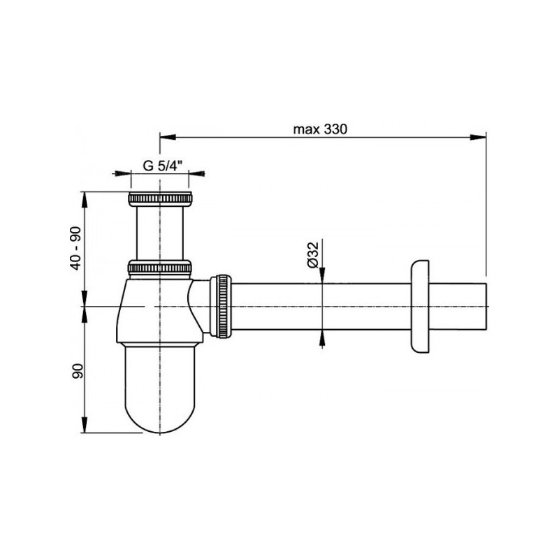 Размеры сифона Alcaplast A431