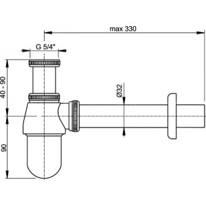 Размеры сифона Alcaplast A431
