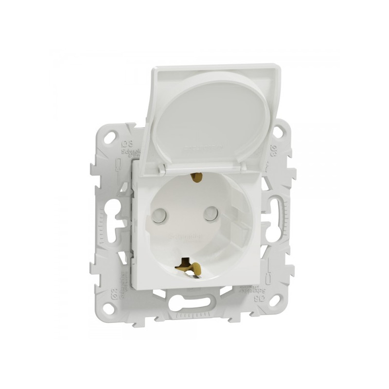Розетка Schneider Electric Unica New NU503718TA белый с открытой крышкой