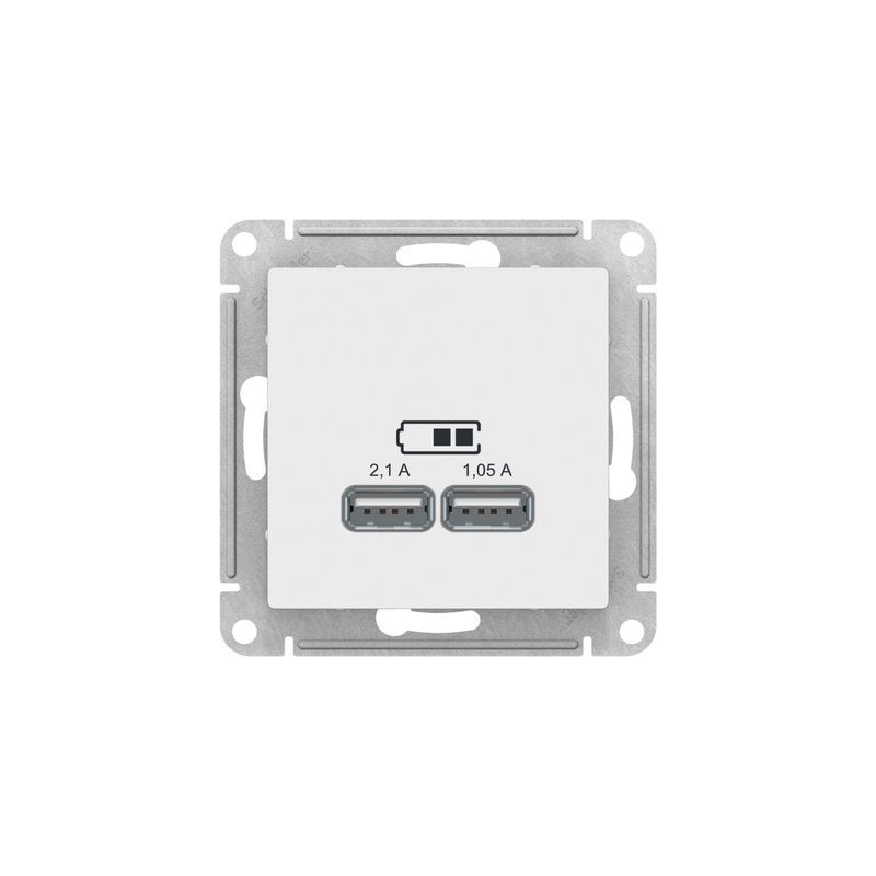 Розетка Schneider Electric Atlas Design ATN000133 белый вид спереди