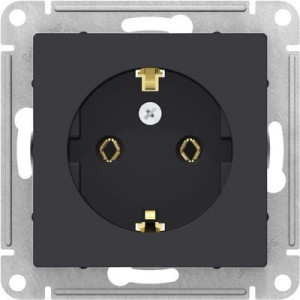 Розетка Schneider Electric Atlas Design ATN001043 карбон вид спереди