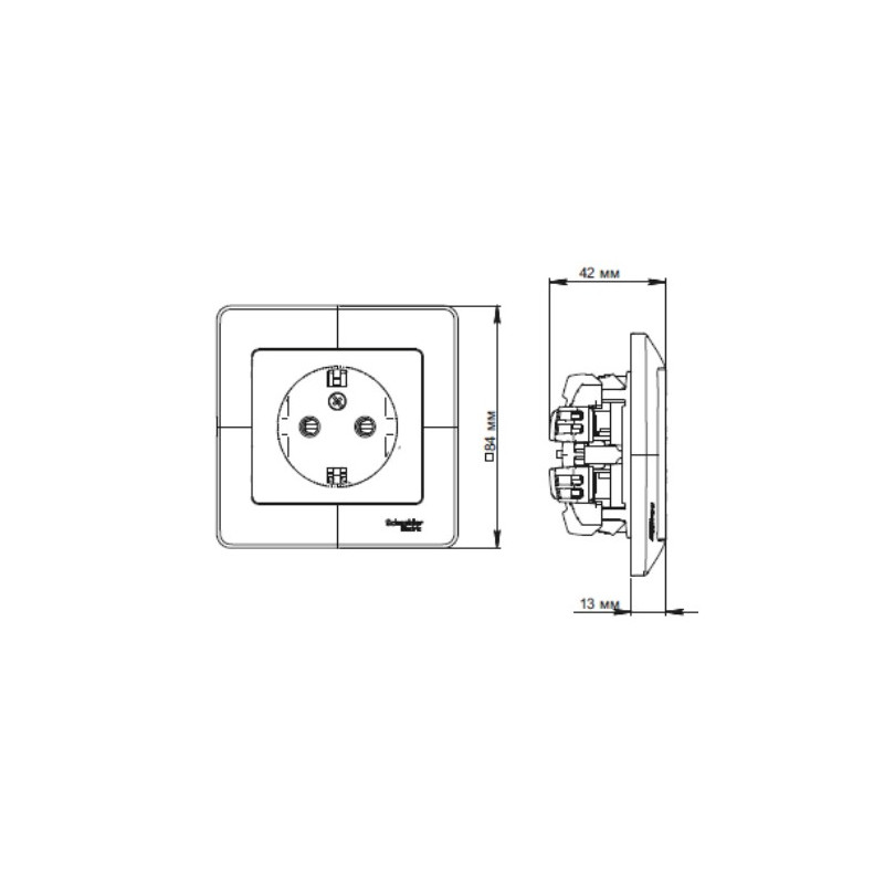 Розетка Schneider Electric Glossa GSL000142 белый схема
