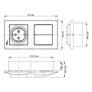 Выключатель с розеткой Schneider Electric Glossa GSL000274 бежевый схема