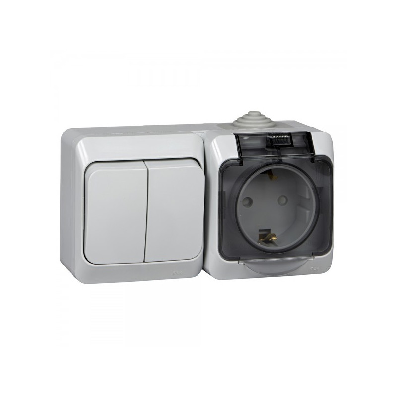 Выключатель с розеткой Schneider Electric Etud BPA16-242C серый