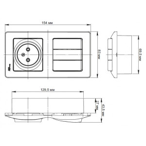 Выключатель с розеткой Schneider Electric Glossa GSL000176 белый схема