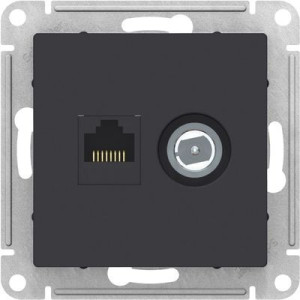 Розетка Schneider Electric Atlas Design ATN001089 карбон вид спереди