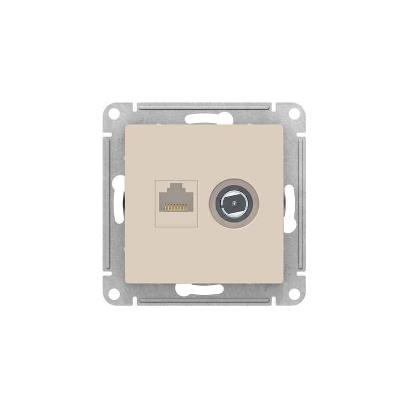 Розетка Schneider Electric Atlas Design ATN000289 бежевый вид спереди