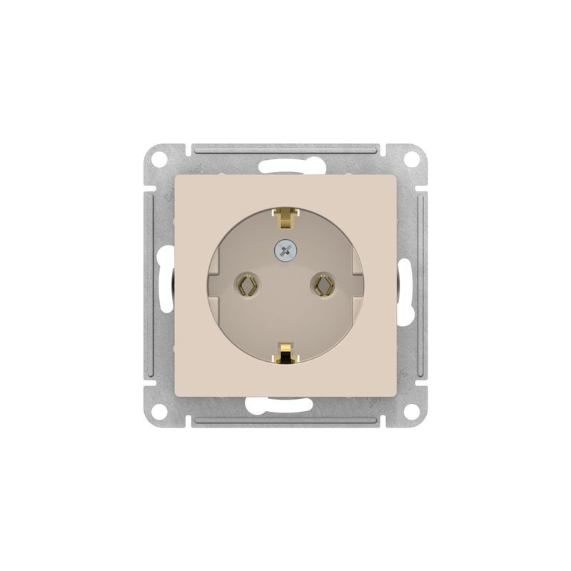 Розетка Schneider Electric Atlas Design ATN000243 бежевый вид спереди