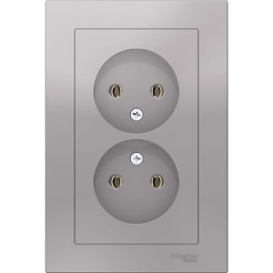 Розетка Schneider Electric Atlas Design ATN000320 алюминий вид спереди