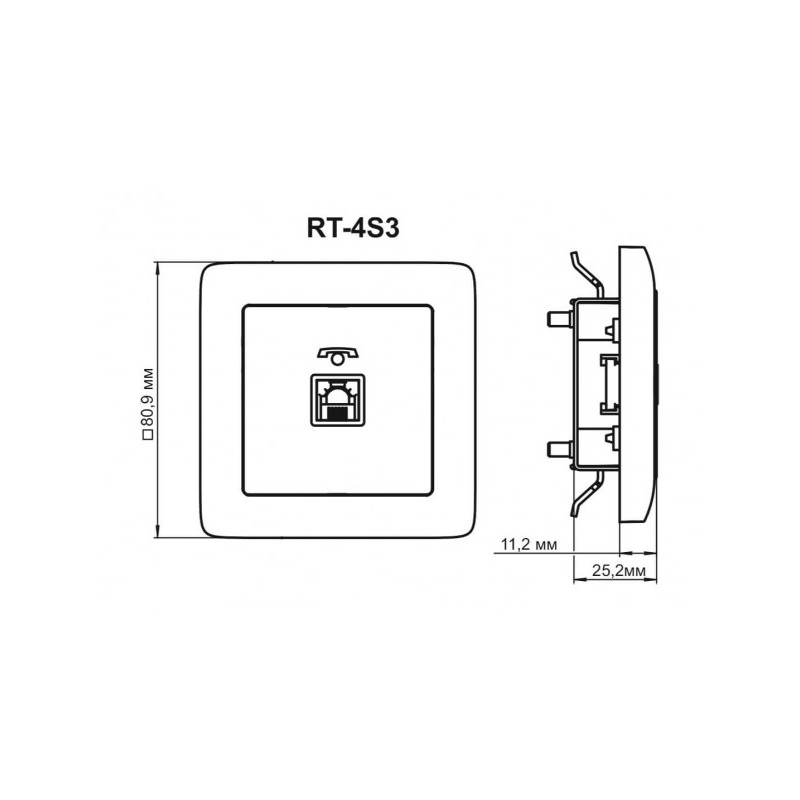 Розетка Schneider Electric Hit RT-4S3-B белый схема