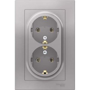 Розетка Schneider Electric Atlas Design ATN000324 алюминий вид спереди