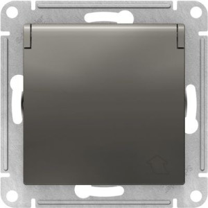 Розетка Schneider Electric Atlas Design ATN000946 сталь вид спереди