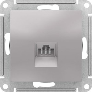 Розетка Schneider Electric Atlas Design ATN000383 алюминий вид спереди