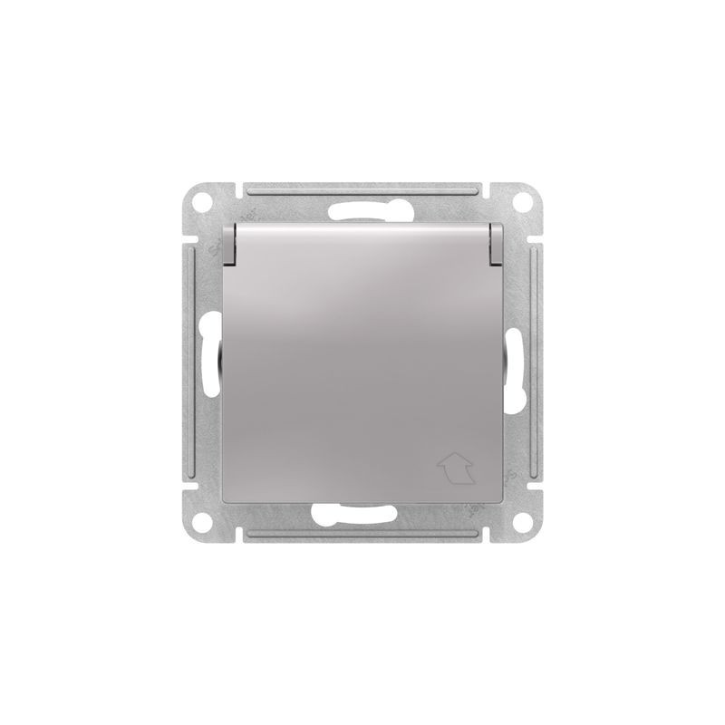 Розетка Schneider Electric Atlas Design ATN000346 алюминий вид спереди