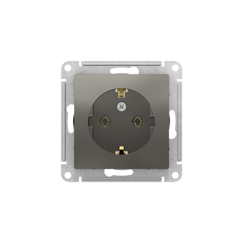 Розетка Schneider Electric Atlas Design ATN000943 сталь вид спереди