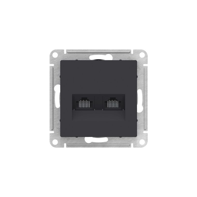 Розетка Schneider Electric Atlas Design ATN001085 карбон вид спереди