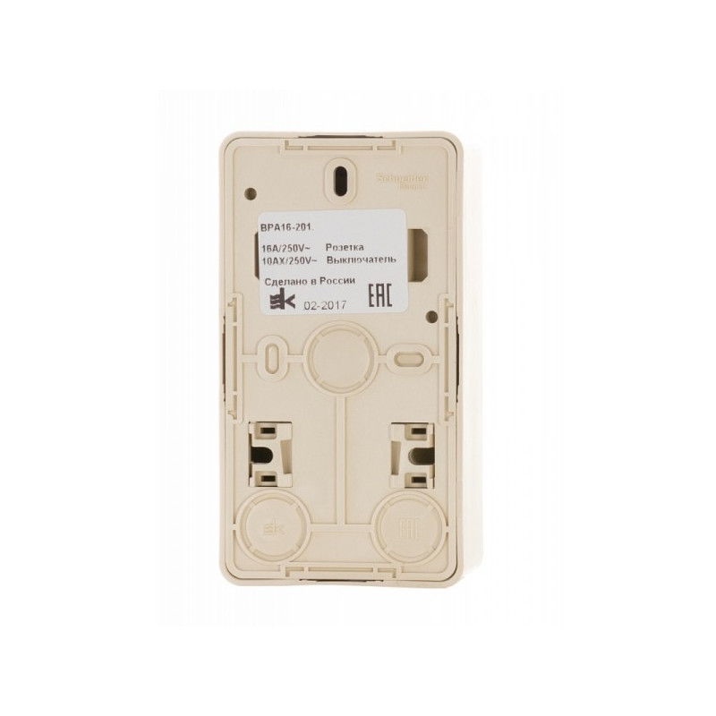 Выключатель с розеткой Schneider Electric Etud BPA16-201K кремовый вид сзади