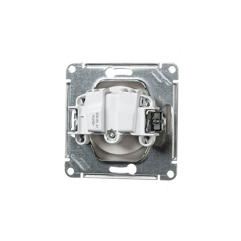 Розетка Schneider Electric Glossa GSL000341 алюминий вид сзади