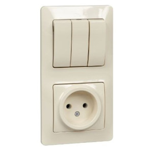 Выключатель с розеткой Schneider Electric Glossa GSL000276 бежевый