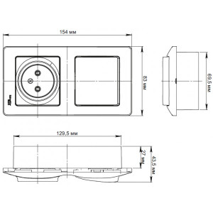 Выключатель с розеткой Schneider Electric Glossa GSL000160 белый схема