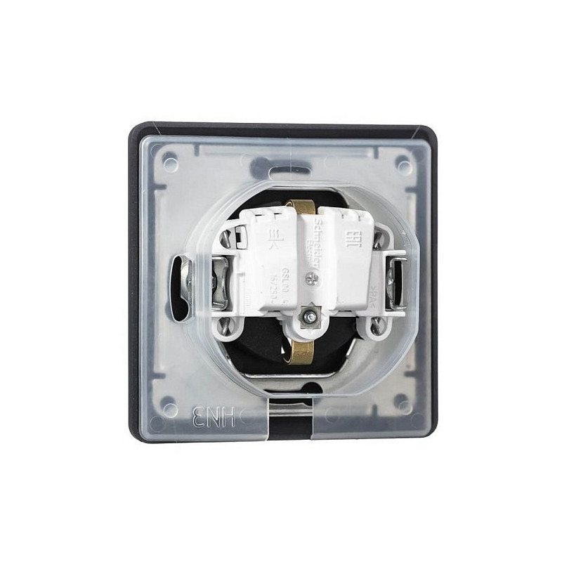 Розетка Schneider Electric Glossa GSL000748 антрацит вид сзади