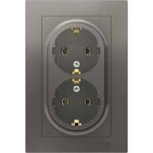 Розетка Schneider Electric AtlasDesign ATN000924 сталь вид спереди