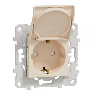 Розетка Schneider Electric Unica New NU503744TA бежевый с открытой крышкой