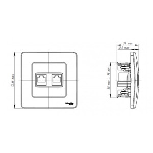 Розетка Schneider Electric Blanca BLNIS045116 антрацит схема