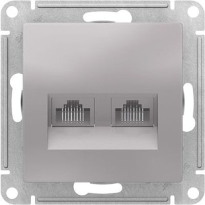 Розетка Schneider Electric Atlas Design ATN000385 алюминий вид спереди