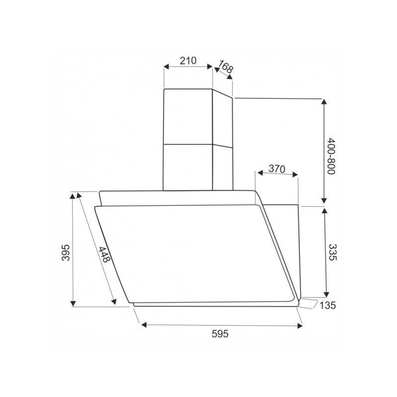 Вытяжка Exiteq EX-1126 Black - схема с размерами