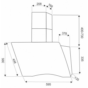 Вытяжка Exiteq EX-1116 Black - схема с размерами