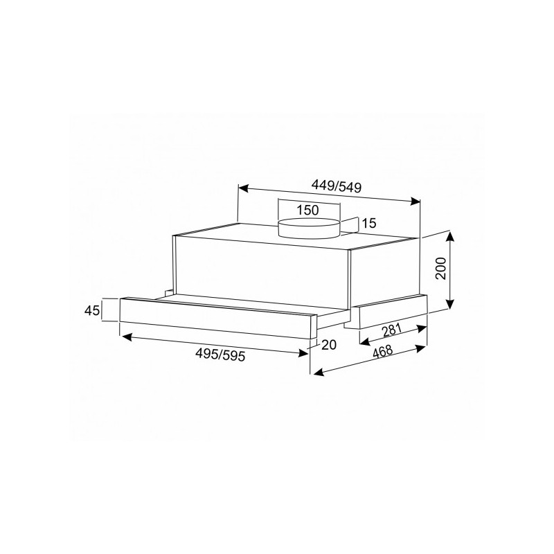 Вытяжка Exiteq EX-1076 Black Glass - схема с размерами