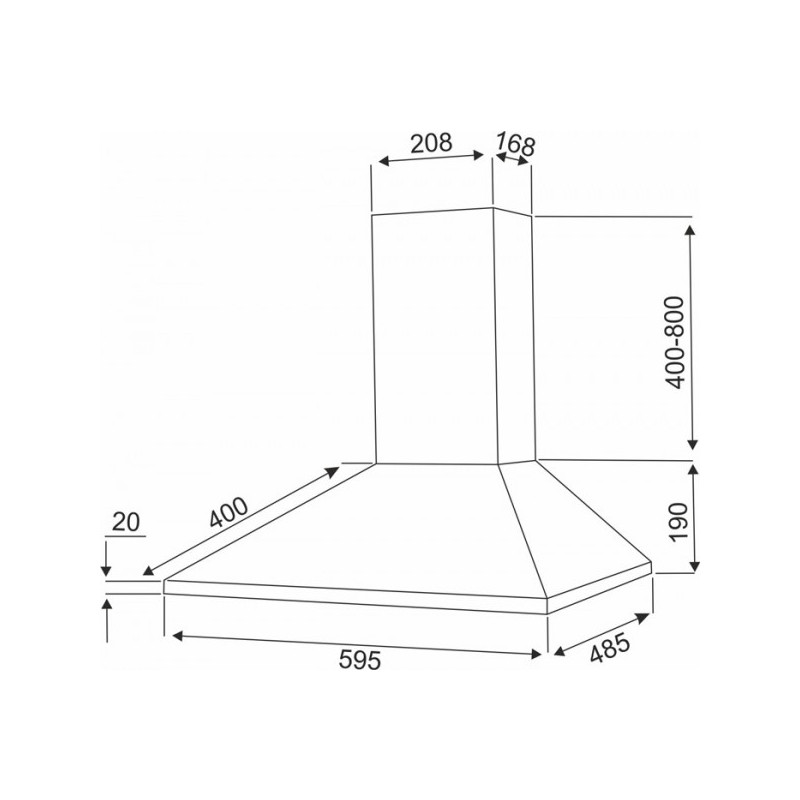 Вытяжка Exiteq EX-1086 Inox - схема с размерами